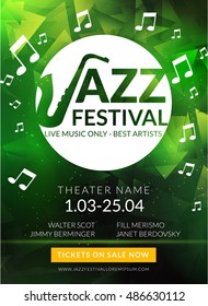 Vector musical flyer Jazz festival. Music poster background festival concert banner or flyer template.