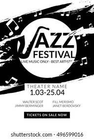 Vector musical flyer Jazz festival. Music poster background festival banner or flyer template