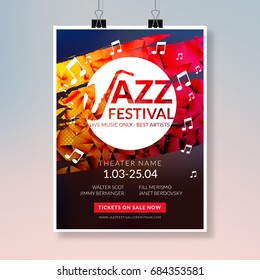 Vector musical flyer Jazz festival. Music concert poster background festival brochure flyer template