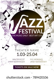 Vector musical flyer Jazz festival. Music poster background festival concert banner or flyer template.