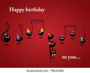 Vector musical greeting card with funny notes