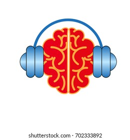 vector musical icon of the brain and headphones