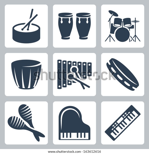 Vector musical\
instruments: drums and\
keyboards