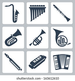 Vector musical instruments: pipes, harmonica and accordion