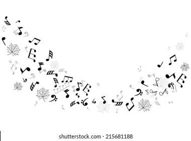 vector musical note background with maple leaves