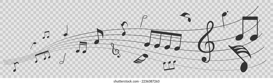 Vector musical notes. A design element for a website, applications. The concept of music and playing musical instruments