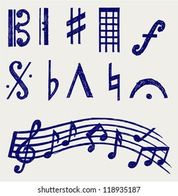 Vector musical notes. Doodle style