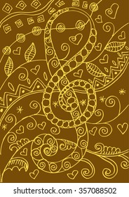 Vector musical notes and floral. Hand drawing illustration.