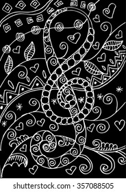 Vector musical notes and floral. Hand drawing illustration.