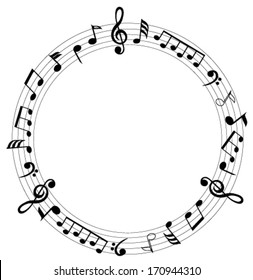 vector musical notes located in circles