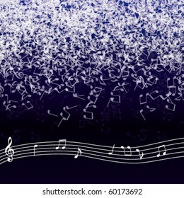 Vector musical notes on a dark background