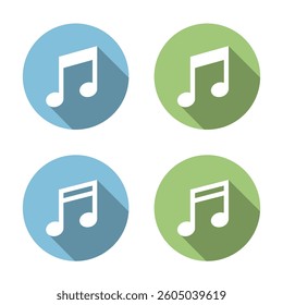 Vector Musical Notes With Shadow Icon Set