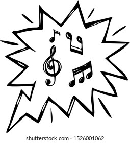 vector musical notes with speech bubble