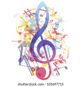 Vector musical notes staff background for design use