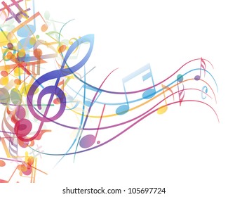 Vector musical notes staff background for design use