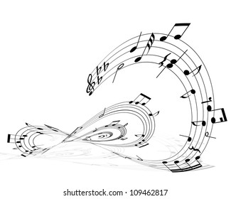 Vector musical notes staff background for design use