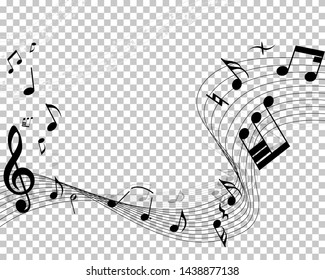 Vector musical notes staff background for design use