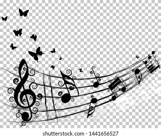 Vector musical notes staff background for design use
