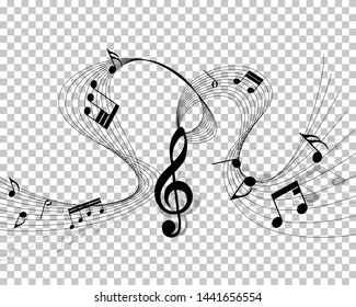 Vector musical notes staff background for design use