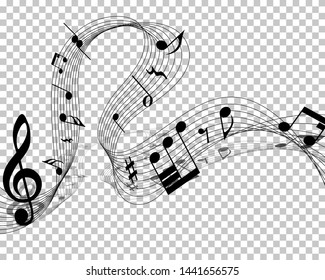 Vector musical notes staff background for design use