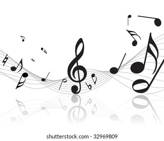 Vector musical notes staff background for design use