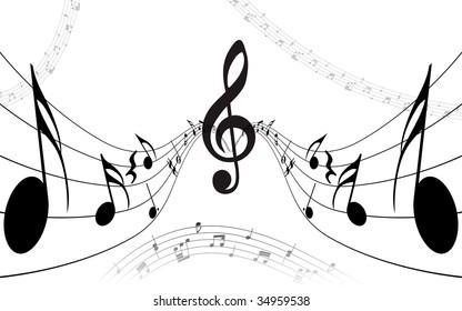 Vector musical notes staff background for design use