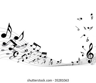 Vector Musical Notes Staff Background Design Stock Vector (Royalty Free ...