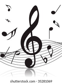 Vector musical notes staff background for design use