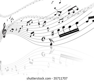 Vector musical notes staff background for design use