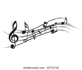 Vector musical notes staff background for design use