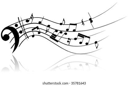 Vector Musical Notes Staff Background Design Stock Vector (Royalty Free ...