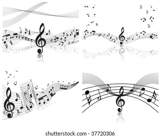Vector musical notes staff background for design use