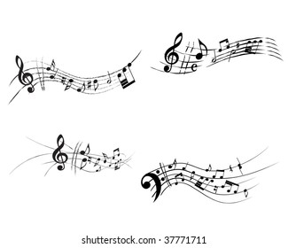 Vector musical notes staff background for design use