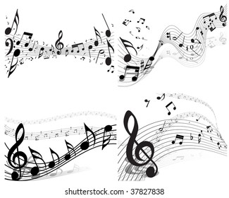 Vector musical notes staff background for design use