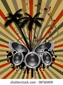 Vector musical notes staff background for design use