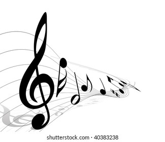 Vector musical notes staff background for design use