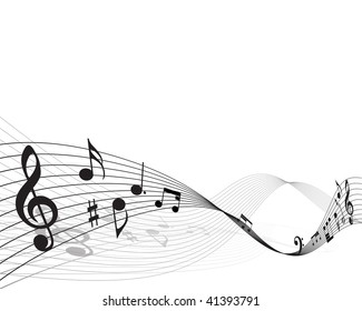 Vector musical notes staff background for design use