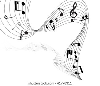 Vector musical notes staff background for design use