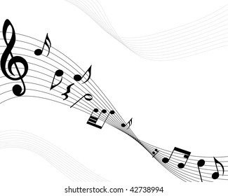 Vector musical notes staff background for design use