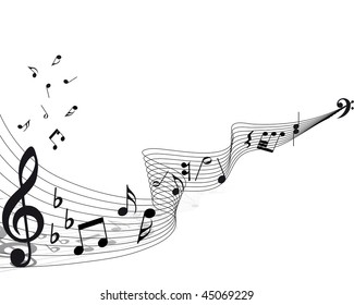 Vector musical notes staff background for design use