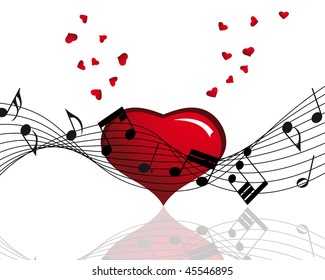 Vector musical notes staff background for design use