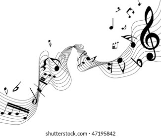 Vector musical notes staff background for design use