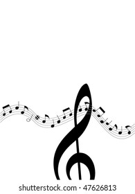 Vector musical notes staff background for design use
