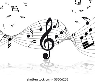 Vector musical notes staff background for design use