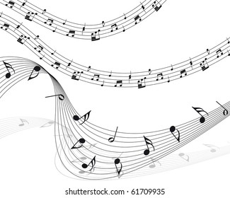 Vector musical notes staff background for design use