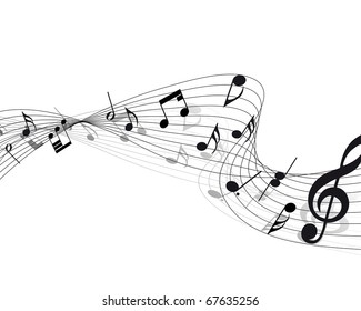 Vector musical notes staff background for design use
