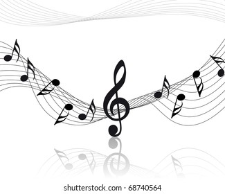 Vector musical notes staff background for design use