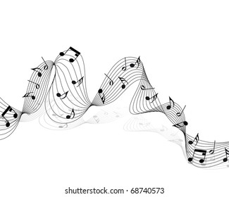 Vector musical notes staff background for design use