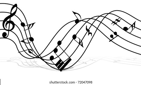 Vector musical notes staff background for design use