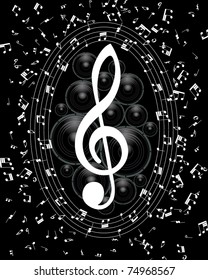 Vector musical notes staff background for design use